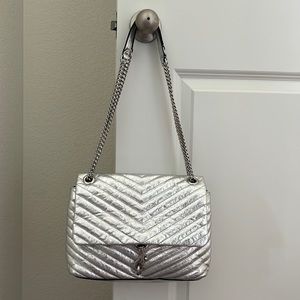Rebecca Minkoff Edie Flap Shoulder Bag Silver